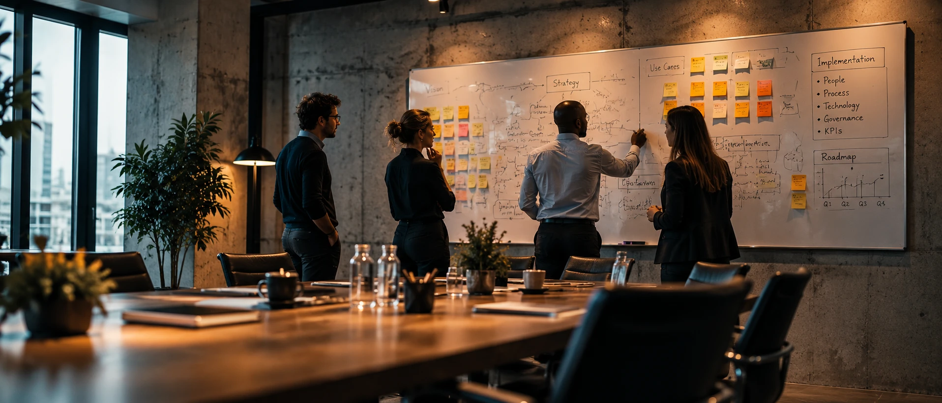 abamix Discovery Workshop — Team erarbeitet KI-Roadmap am Whiteboard